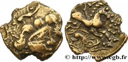 GALLIEN - ARMORICA - BAÏOCASSES (Region die Bayeux) Quart de statère au profil stylisé, en électrum