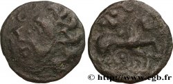 GALLIA BELGICA - AMBIANI (Area of Amiens) Bronze au cheval, au masque et au triskèle