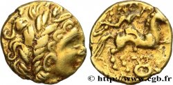 REDONES (Area of Rennes) Quart de statère d’or à la cavalière armée et à la lyre AU/XF