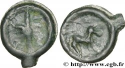 GALLIA BELGICA - NERVII (Belgica) Potin dit “au rameau”, cheval à droite