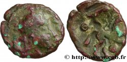 GALLIA BELGICA - AMBIANI (Area of Amiens) Bronze au cheval et à la tête aux cheveux calamistrés