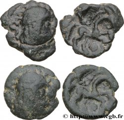 GALLIA BELGICA - AMBIANI (Región de Amiens) Lot de deux bronzes au cheval et à la tête aux cheveux calamistrés