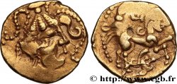 VÉNÈTES (Région de Vannes) Quart de statère d’or à la tête composite, à la tête coupée TTB