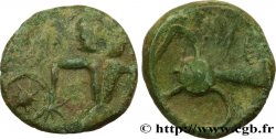 GALLIEN - BELGICA - BELLOVACI (Region die Beauvais) Bronze au personnage courant, avers à la rouelle