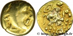 REDONS (Région de Rennes) Quart de statère d’or à la cavalière armée et à la lyre TTB/TTB+