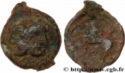 GALLIA BELGICA - SUESSIONES (Región de Soissons) Bronze à la tête janiforme, classe II aux annelets pointés