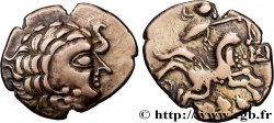 GALLIA - AULERCI CENOMANI (Area of Le Mans) Statère d or au cheval androcéphale et au personnage allongé, tenant deux objets ovoïdes AU/XF