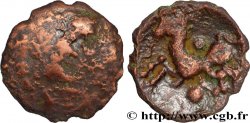 GALLIEN - BELGICA - BELLOVACI (Region die Beauvais) Bronze au personnage courant, cheval à gauche