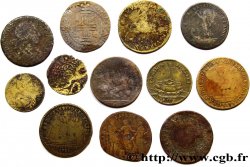 LOTTE Lot de douze jetons royaux, métaux et états divers
