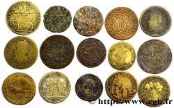 LOTS Lot de quinze jetons royaux états et métaux divers