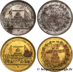 DEUXIÈME RÉPUBLIQUE Lot de deux jetons Fête de la Concorde 1848
