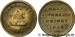 GRANDE BRETAGNE - VICTORIA Poids monétaire pour le demi-souverain 1843