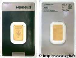 OR, PALLADIUM ET PLATINE INVESTISSEMENT Lingotin de 5 grammes - OR 999,9 FDC