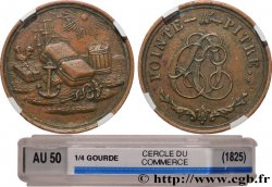 COLONIES FRANÇAISES - Charles X, pour la Martinique et la Guadeloupe CERCLE DU COMMERCE A POINT-A-PITRE - 1/4 GOURDE 1825