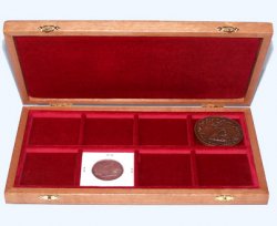 Petit coffret bois 1 plateau 8 cases (diamètre 50 mm max.) Alberto Zecchi