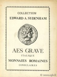 Collection Edward A. Sydenham - Aes grave italique, monnaies romaines consulaires RATTO R.