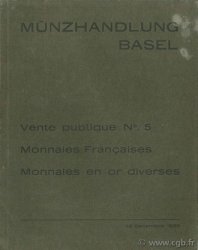 Münzhandlung Basel. Vente publique n°5. Monnaies françaises, monnaies en or diverses, 18 décembre 1935.