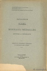 Collections de feu M. van de Vyvere, d un amateur du nord de la France, Catalogue n°112bis, monnaies, médailles, jetons et méreaux  DUPRIEZ C.