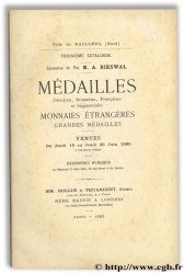 Troisième catalogue - Succession de Feu M. A. BIESWAL - Médailles grecques, romaines, françaises et seigneuriales, monnaies étrangères, grandes médailles ROLLIN , FEUARDENT