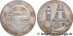 V REPUBLIC Médaille, Tunnel sous la Manche, Elisabeth II et François Mitterrand