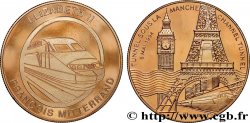QUINTA REPUBBLICA FRANCESE Médaille, Tunnel sous la Manche, Elisabeth II et François Mitterrand