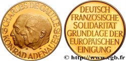 CINQUIÈME RÉPUBLIQUE Médaille, De Gaulle et Adenauer, Amitié franco-allemande
