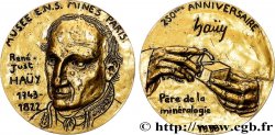 V REPUBLIC Médaille, 250e anniversaire de René Just Haüy, Musée de Minéralogie de l’École des Mines
