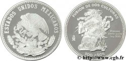 MÉXICO Médaille de 2 onces du 500e anniversaire du choc des cultures : conquistador contre le Quetzalcoatl / armes du Mexique (actuelles)
