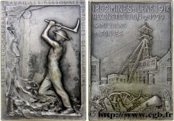 III REPUBLIC Plaquette en bronze argenté, reconstitution des Mines de Lens