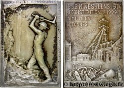 TROISIÈME RÉPUBLIQUE Plaquette en bronze argenté, reconstitution des Mines de Lens