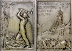 III REPUBLIC Plaquette en bronze argenté, reconstitution des Mines de Lens