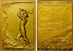 TROISIÈME RÉPUBLIQUE Plaquette en or, Mines de Lens - production 1913