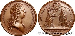 LOUIS XV DIT LE BIEN AIMÉ Médaille, le roi gouvernant selon les maximes de Louis XIV