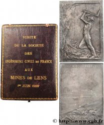 III REPUBLIC Plaquette en bronze argenté, Mines de Lens