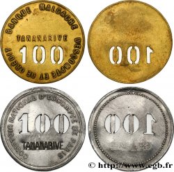 MADAGASCAR Plaque de commissionnaire uniface n°100, lot de 2 ex. TTB