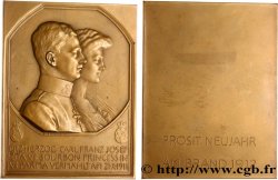 AUTRICHE Plaque de voeux, Mariage de la princesse Zita de Bourbon Parme et de l’archiduc Charles d’Autriche