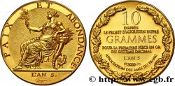LE PROJET D’AUGUSTIN DUPRÉ MÉDAILLE DE L’ASSOCIATION DES AMIS DU FRANC INCARNANT LE PROJET D’AUGUSTIN DUPRÉ POUR LA PREMIÈRE PIÈCE EN OR DU SYSTÈME DÉCIMAL