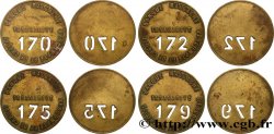 MADAGASCAR Plaques de commissionnaire uniface n°170, n°172, n°175 et n°179, lot de 4 ex.