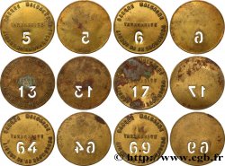 MADAGASCAR Plaques de commissionnaire uniface n°5, n°6, n°13, n°17, n°64 et n°69, lot de 6 ex.