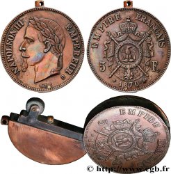 SECOND EMPIRE 5 francs Napoléon III, tête laurée, transformé en briquet