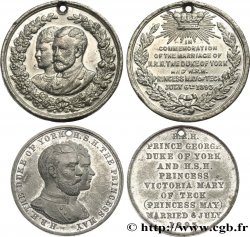 ANGLETERRE - GEORGES V Lot de 2 médailles, Mariage de la Princesse Victoria de teck avec le Prince George, duc d’York