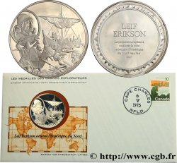 LES MÉDAILLES DES GRANDS EXPLORATEURS Enveloppe “Timbre médaille”, Leif Erikson atteint l’Amérique du Nord