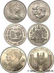 ROYAUME-UNI Lot de 3 médailles, Mariage de Charles, Prince de Galles, et Lady Diana Spencer