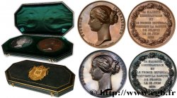 SEGUNDO IMPERIO FRANCES Coffret de deux médailles, Visite de la Banque de France