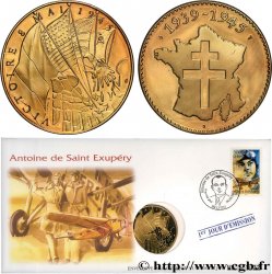 CINQUIÈME RÉPUBLIQUE Enveloppe “timbre médaille”, Victoire du 8 mai 1945, hommage à Antoine de Saint Exupéry