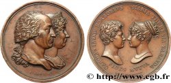 ITALIE - ROYAUME DE SARDAIGNE - VICTOR-EMMANUEL Ier Médaille, Mariage de Charles-Louis de Bourbon Parme et de Marie-Thérèse de Savoie