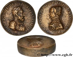 HENRY II Médaille, flan épais, Henri II et Catherine de Médicis