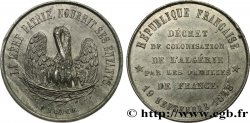 DEUXIÈME RÉPUBLIQUE Médaille, décret de colonisation de l’Algérie