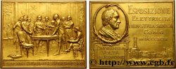 ITALIE - ROYAUME D ITALIE - HUMBERT Ier Plaquette, Centenaire de la découverte de la batterie, Exposition de l’électricité, de l’industrie et de la soie TTB+