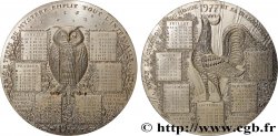 CINQUIÈME RÉPUBLIQUE Médaille calendrier, La Chouette et le Coq